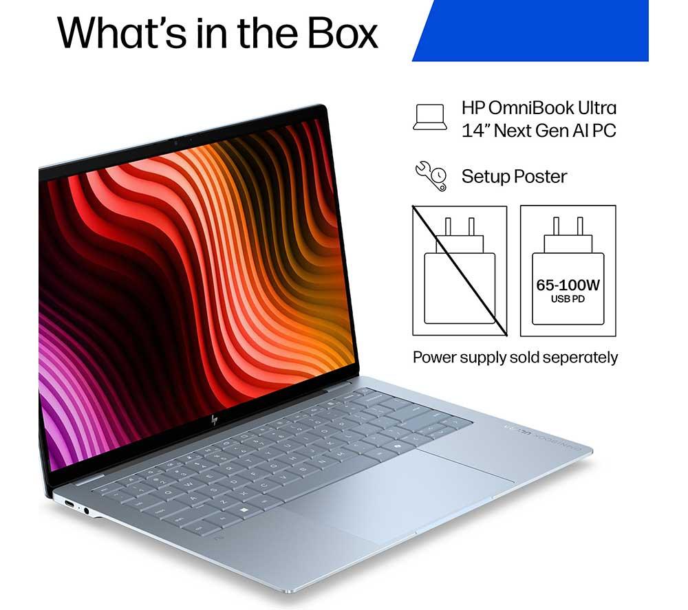 HP OmniBook Ultra 14" Laptop - Snapdragon X2 Plus, 512 GB SSD, Stone Blue image number 4 of 33