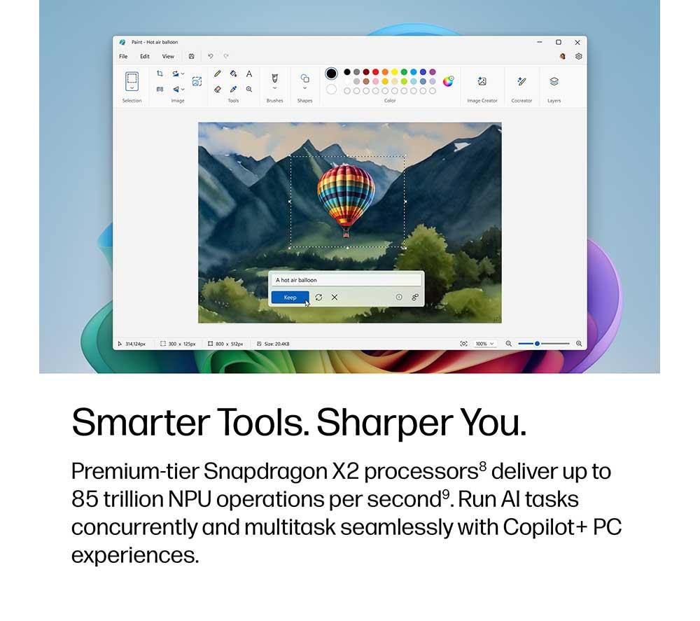 HP OmniBook Ultra 14" Laptop - Snapdragon X2 Plus, 512 GB SSD, Stone Blue image number 10 of 33
