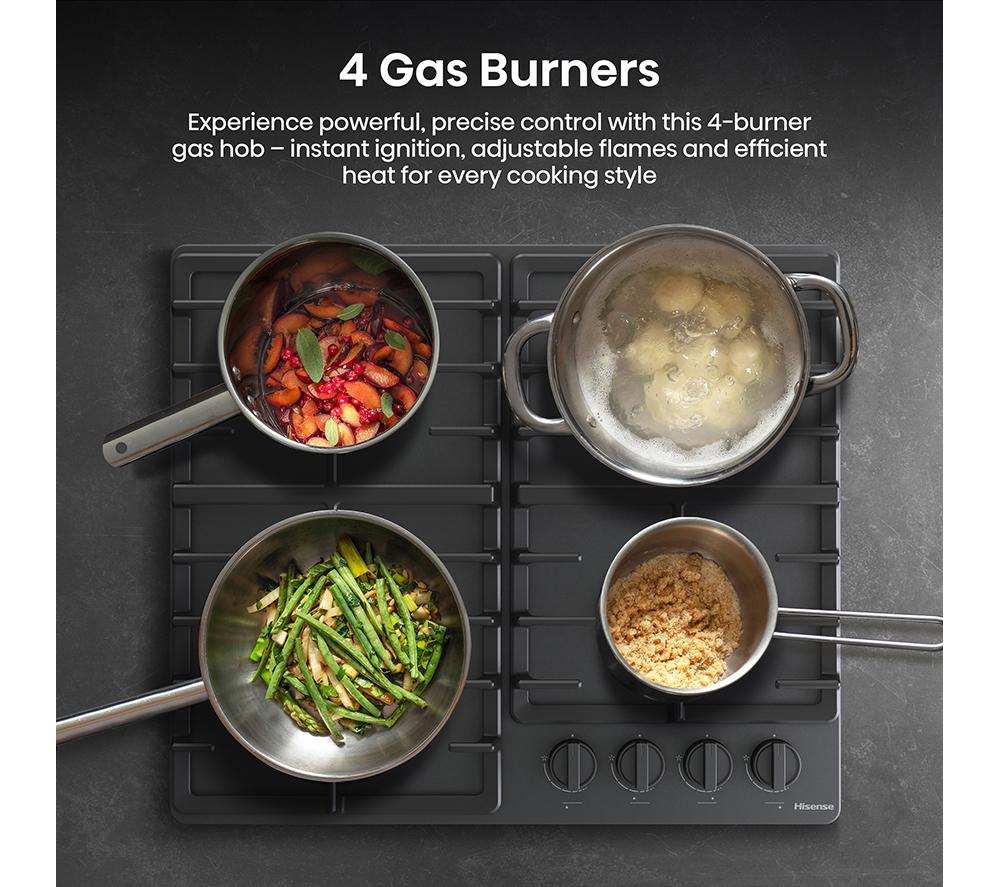 HISENSE GM663BHF 60 cm Gas Hob - Black image number 4 of 17