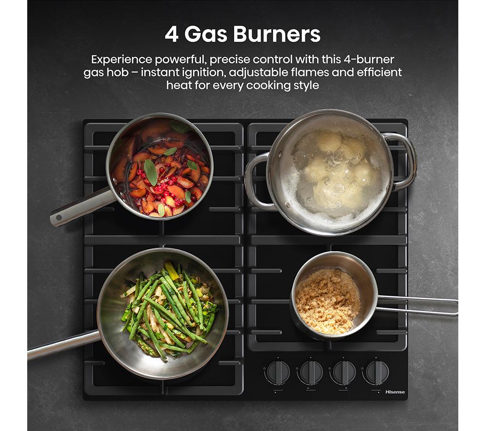 HISENSE GG663BHF 60 cm Gas Hob - Black image number 4 of 18