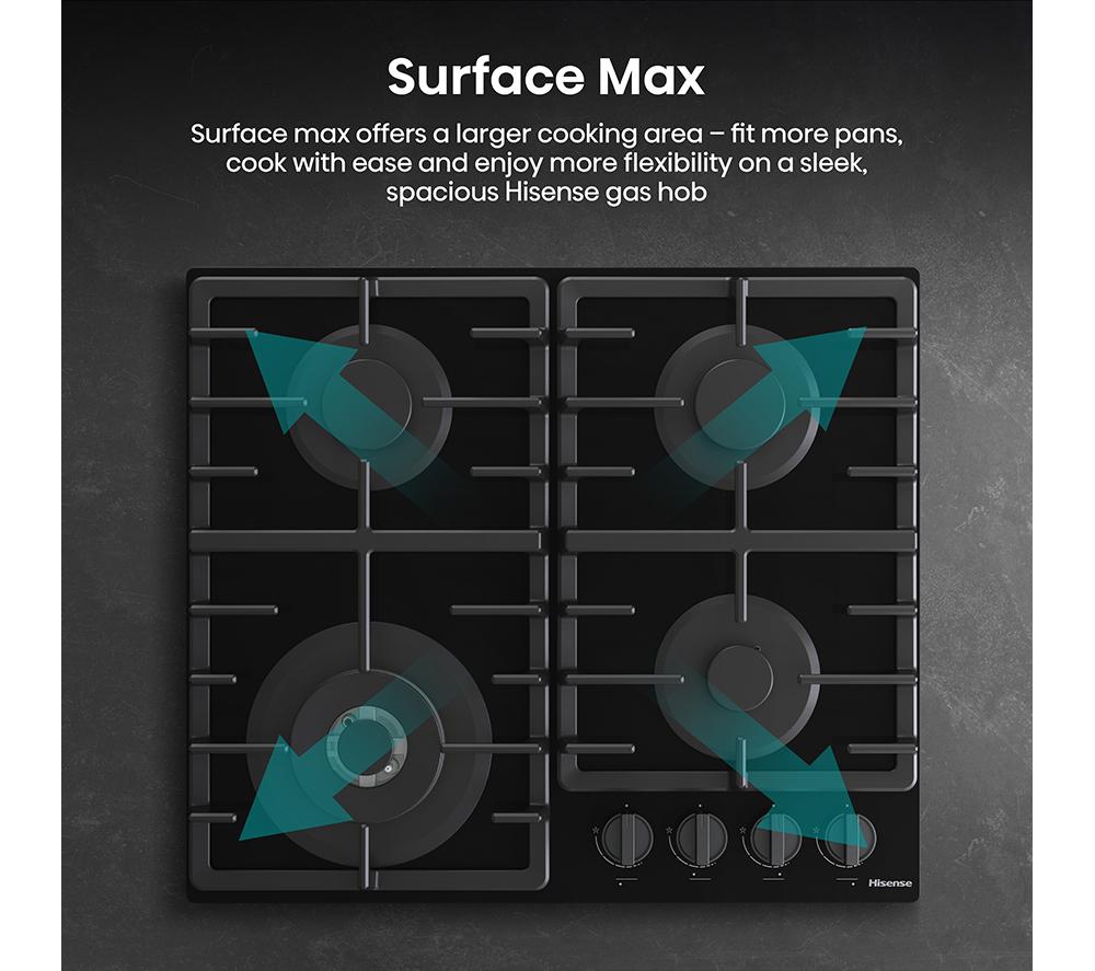 HISENSE GG663BHF 60 cm Gas Hob - Black image number 8 of 18