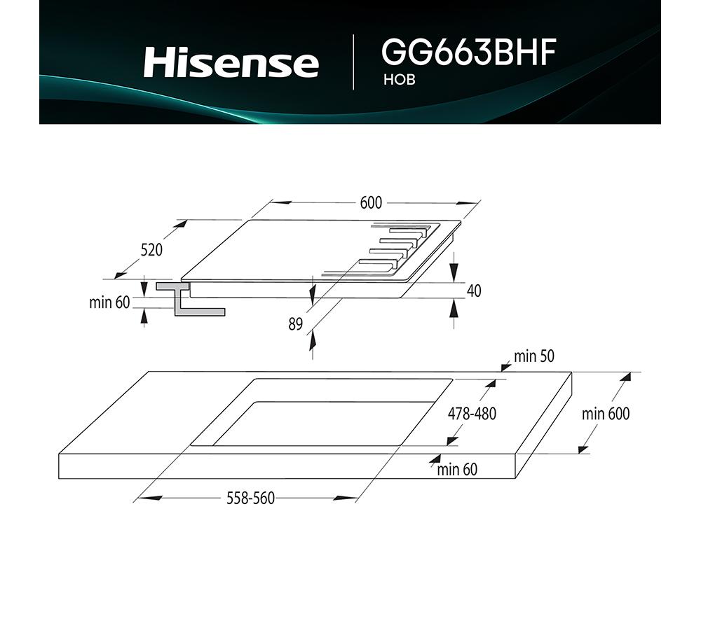 HISENSE GG663BHF 60 cm Gas Hob - Black image number 14 of 18