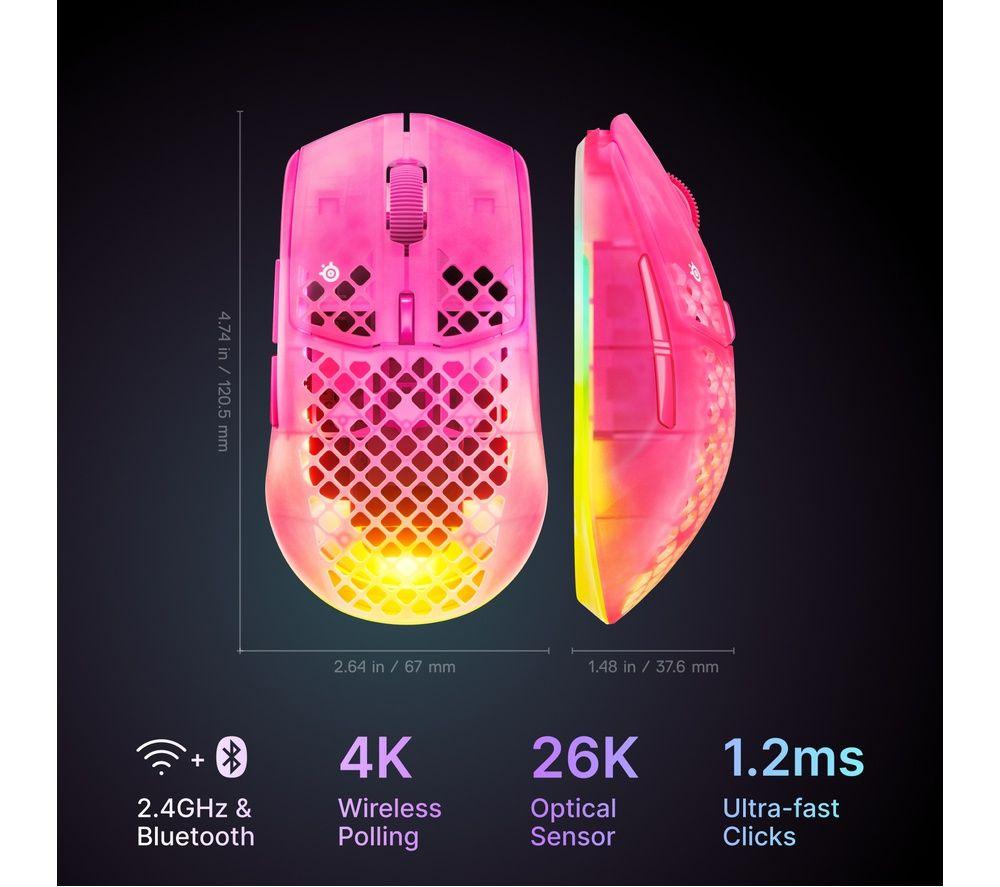 STEELSERIES Aerox 3 Gen 2 RGB Wireless Optical Gaming Mouse - Magenta Haze image number 3 of 6