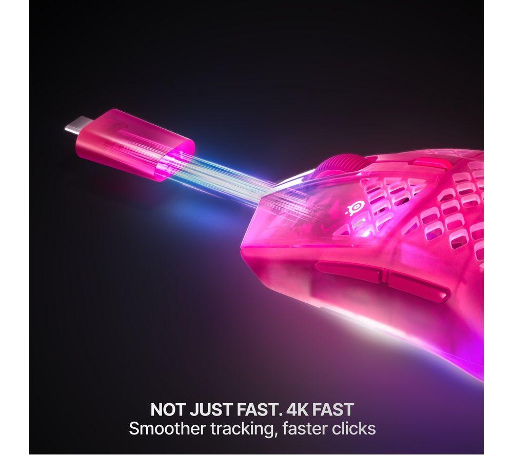 STEELSERIES Aerox 3 Gen 2 RGB Wireless Optical Gaming Mouse - Magenta Haze image number 4 of 6