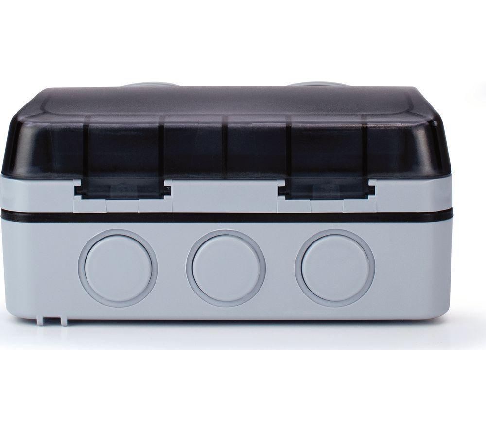 STATUS 2 Gang Switched Garden Outdoor Socket - Grey image number 4 of 6
