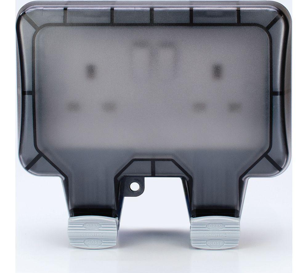 STATUS 2 Gang Switched Garden Outdoor Socket - Grey image number 6 of 6