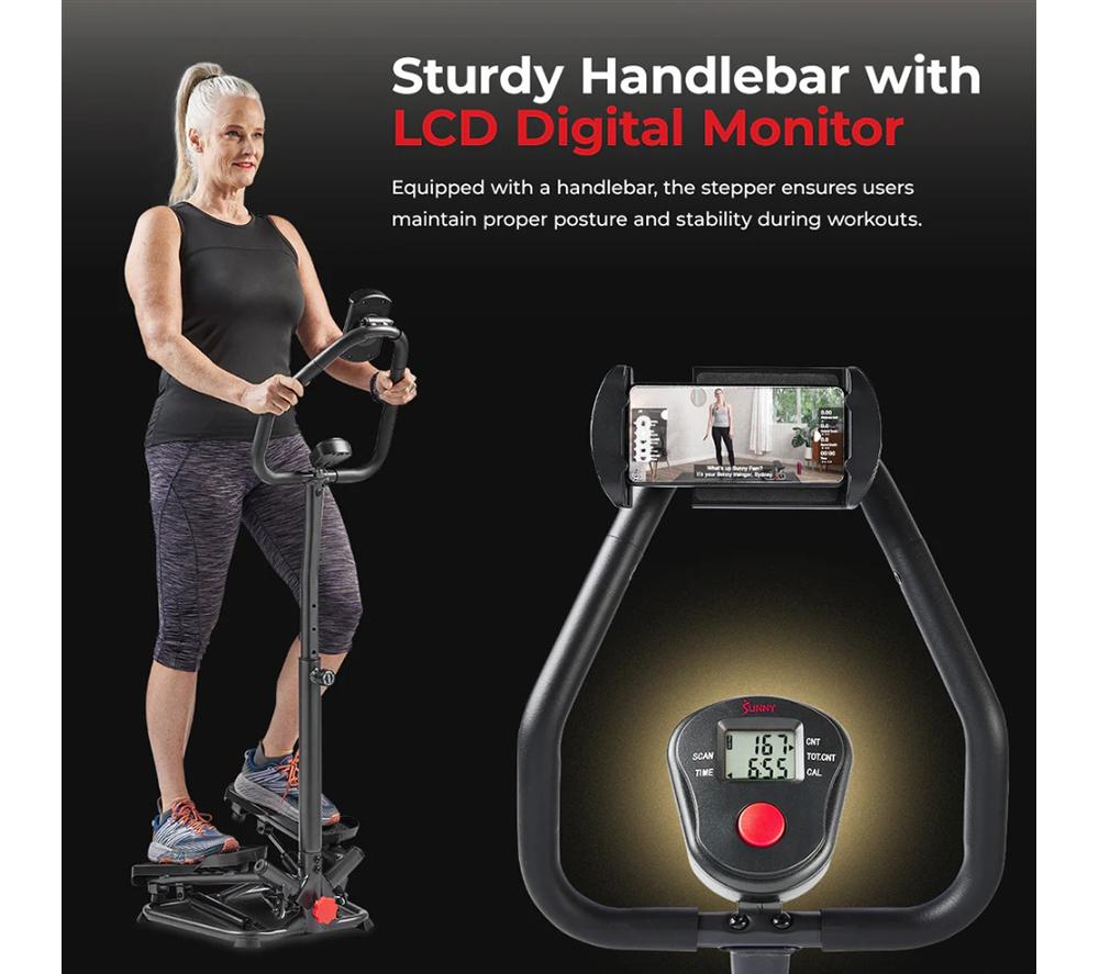 SUNNY HEALTH Smart Twist Stepper with Handlebar - Black image number 7 of 11