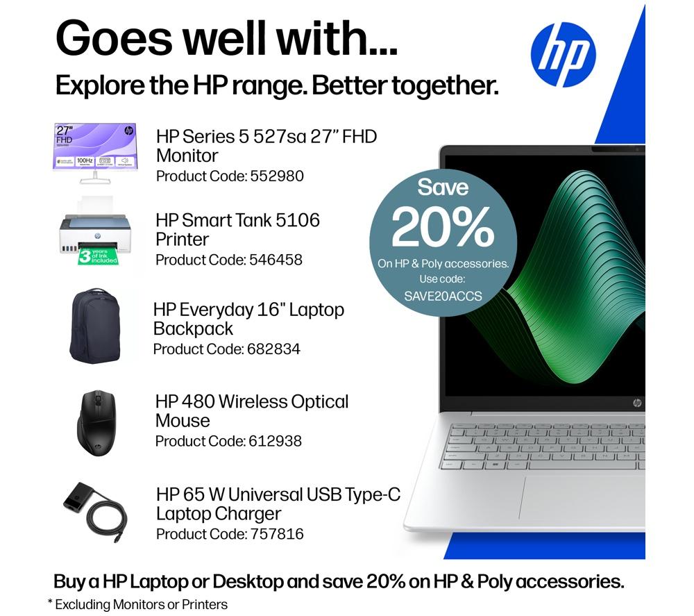 HP OmniBook 3 16" Laptop - Intel&reg; Core&trade; 3, 256 GB SSD, Silver image number 2 of 18