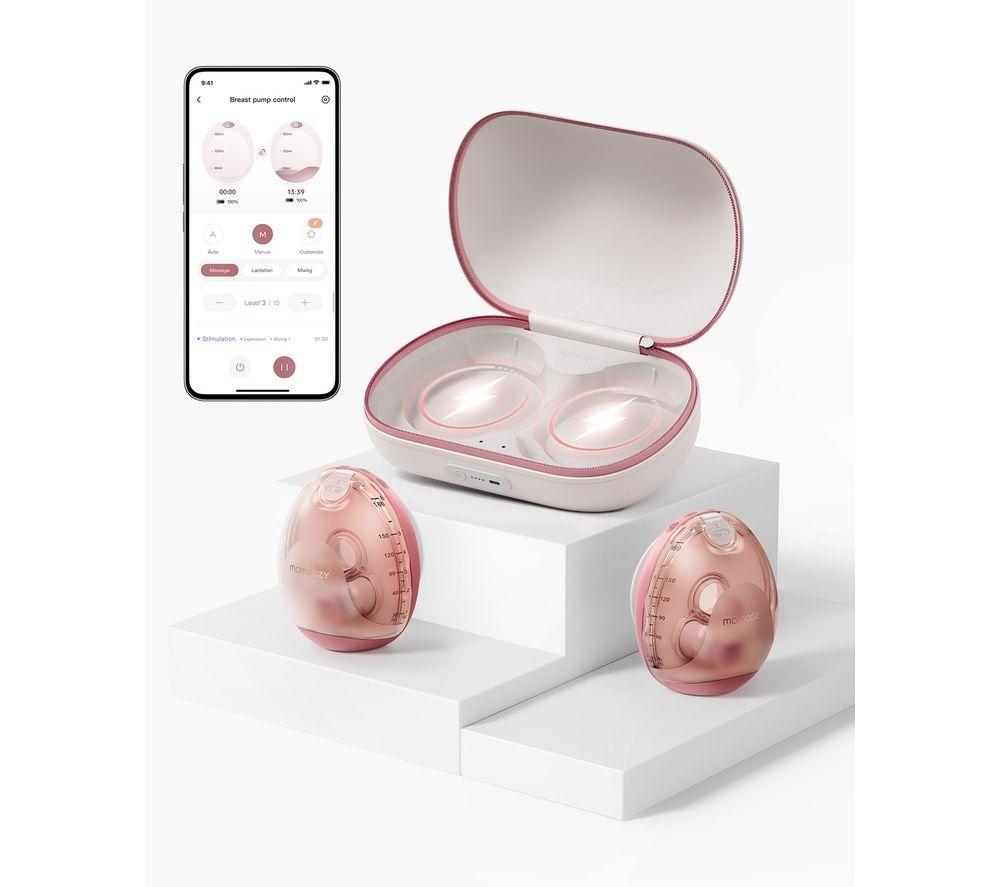 MOMCOZY Air 1 Ultra-slim Double Electric Breast Pump - White & Pink image number 2 of 6