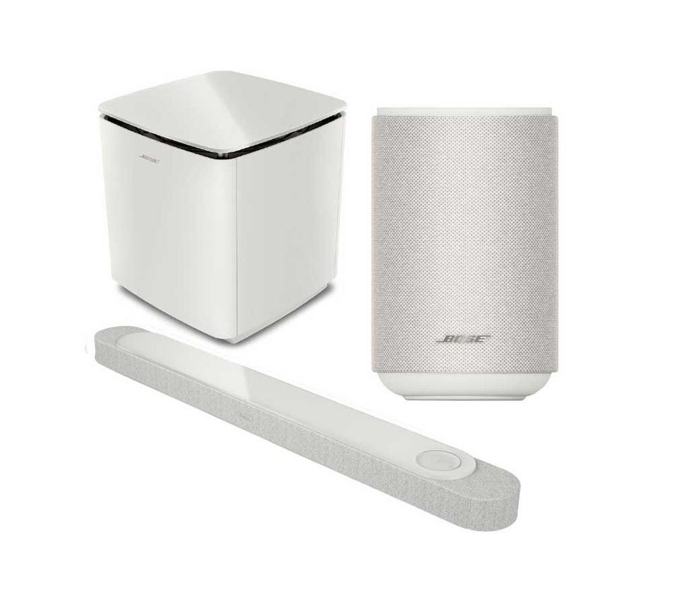 BOSE Lifestyle Ultra Soundbar, Subwoofer & Wireless Multi-room Speaker Bundle with Amazon Alexa - White