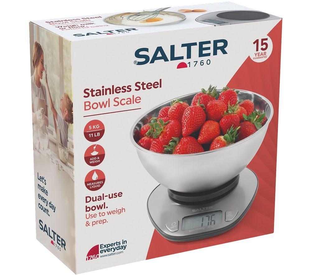 SALTER Kitchen Scale with Bowl - Silver