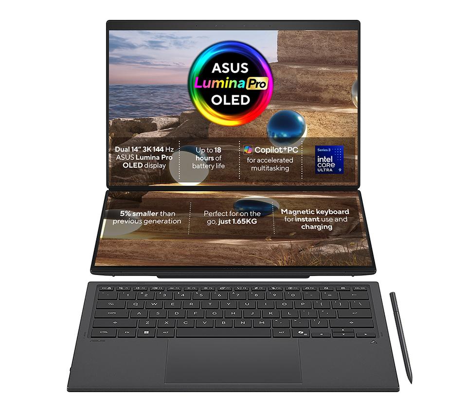 ASUS Zenbook Duo 14" 2 in 1 Laptop, Copilot+ PC - Intel® Core™ Ultra 9, 1 TB SSD, Grey