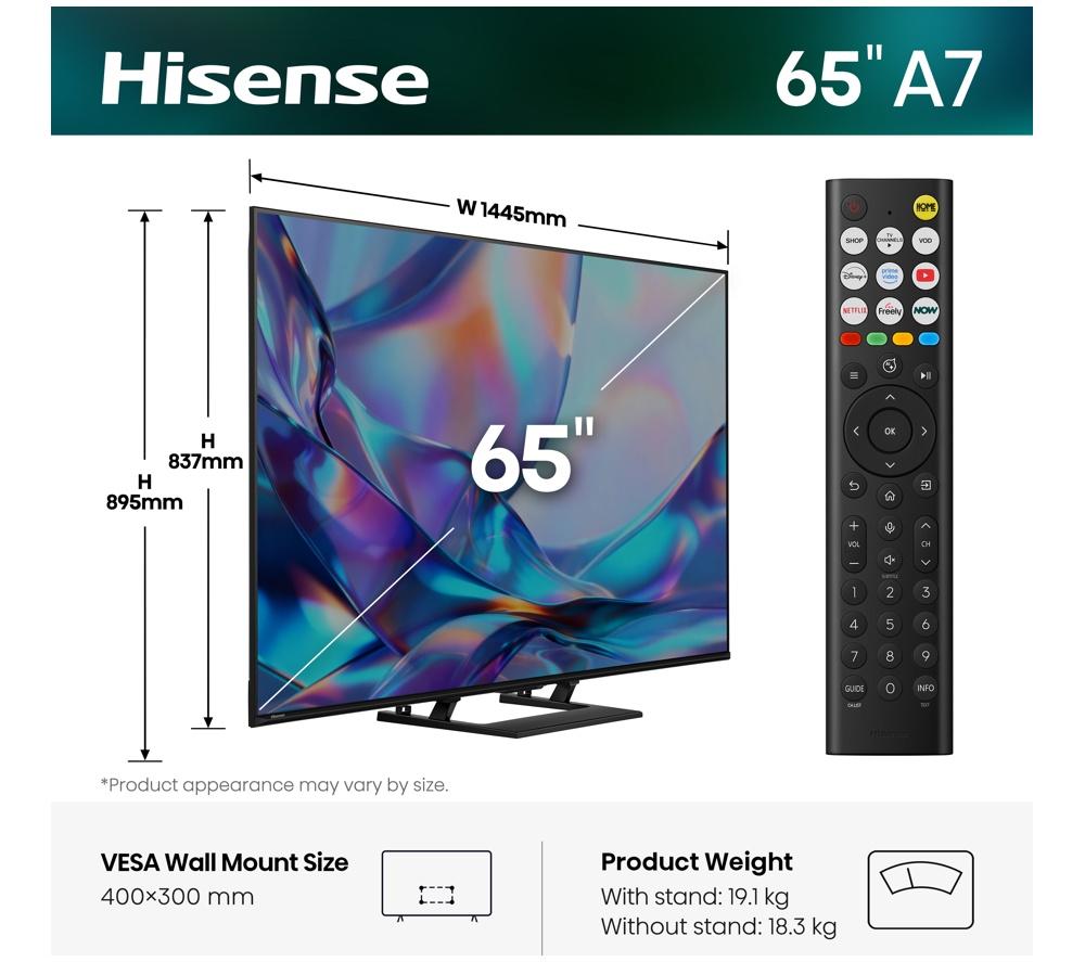HISENSE A7S 65" QLED 4K Smart AI TV with Freely - 65A7STUK image number 2 of 15