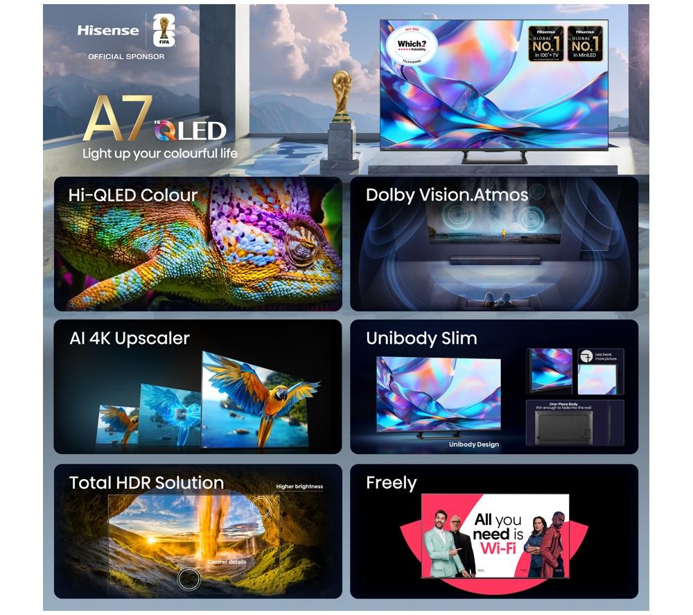 HISENSE A7S 65" QLED 4K Smart AI TV with Freely - 65A7STUK image number 3 of 15