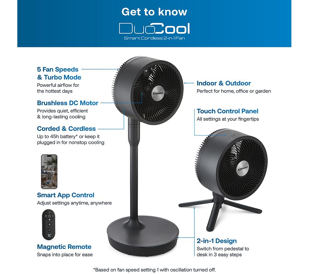 DIMPLEX DuoCool Smart 2-in-1 Cordless Fan - Titanium image number 14 of 16