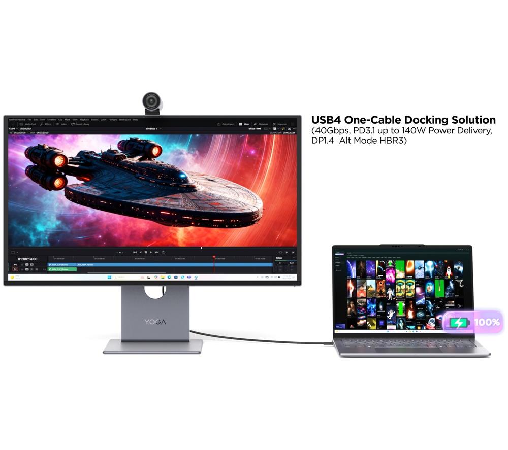 LENOVO Yoga Pro 27UD-10 4K 26.5" Ultra HD QD-OLED Monitor - Grey image number 5 of 5