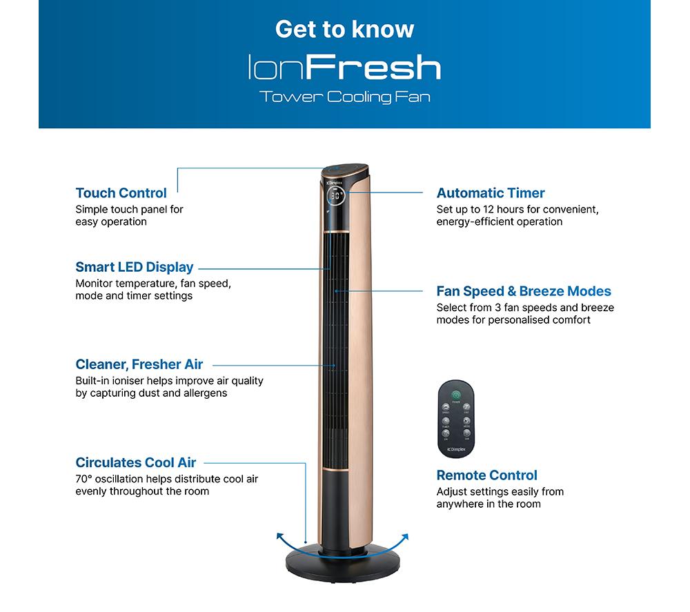 DIMPLEX Ion Fresh Cooling Tower Fan - Brushed Copper image number 9 of 11