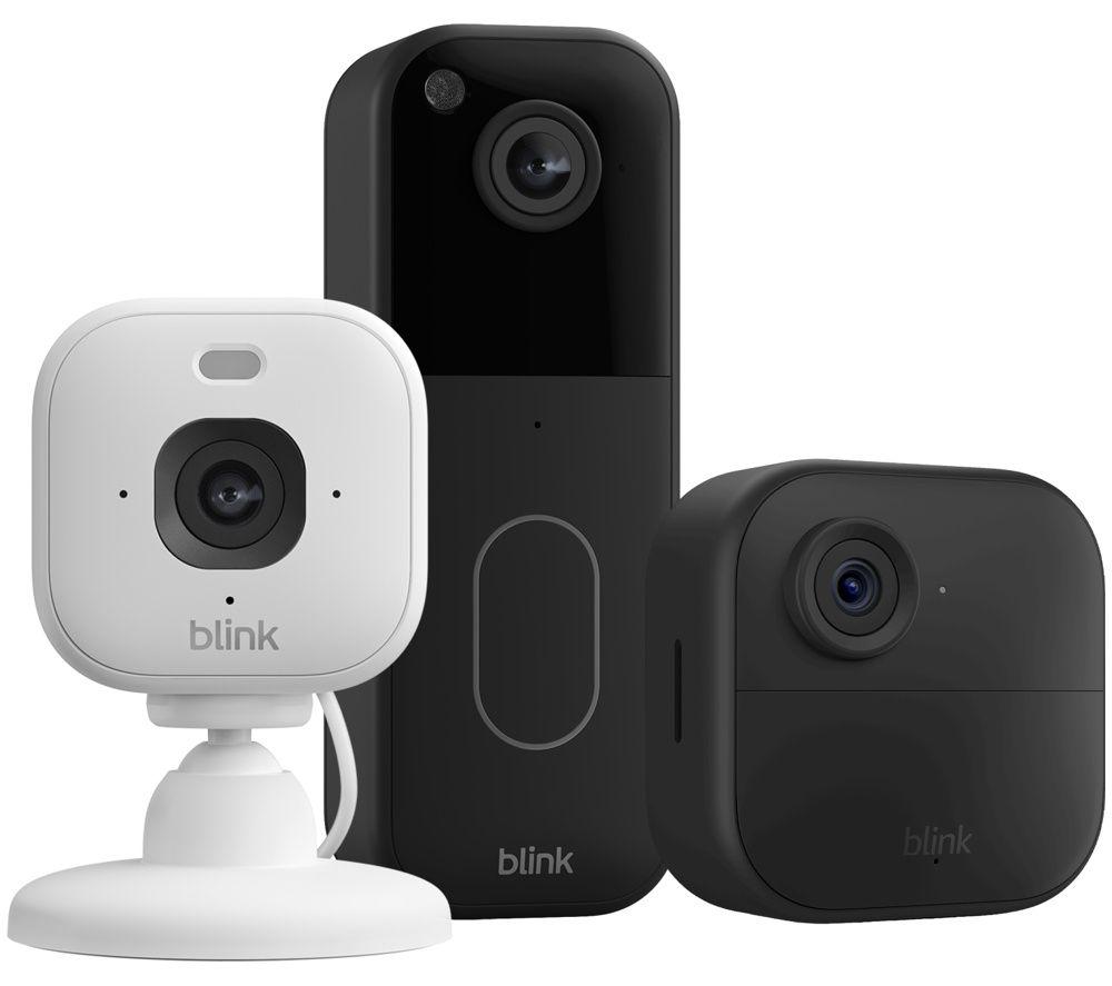 BLINK Video Doorbell & Mini 2K Camera with Power Adaptor - 2 Camera, White & Black