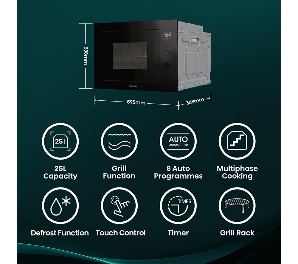HISENSE BIM325G52BGUK Built-in Microwave with Grill - Black image number 2 of 20