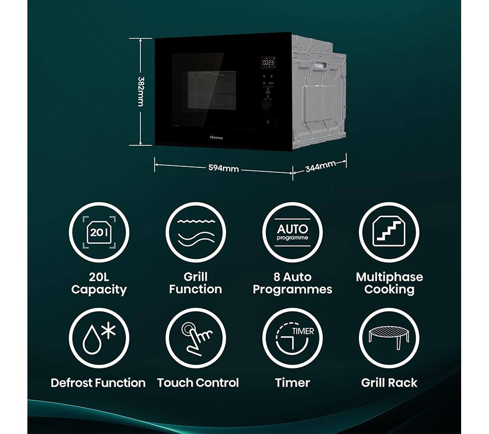 HISENSE BIM320G52BGUK Built-in Microwave with Grill - Black image number 2 of 20