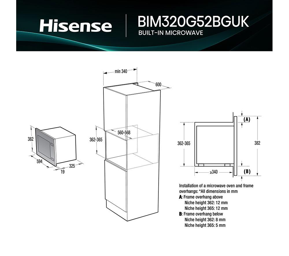 HISENSE BIM320G52BGUK Built-in Microwave with Grill - Black image number 13 of 20