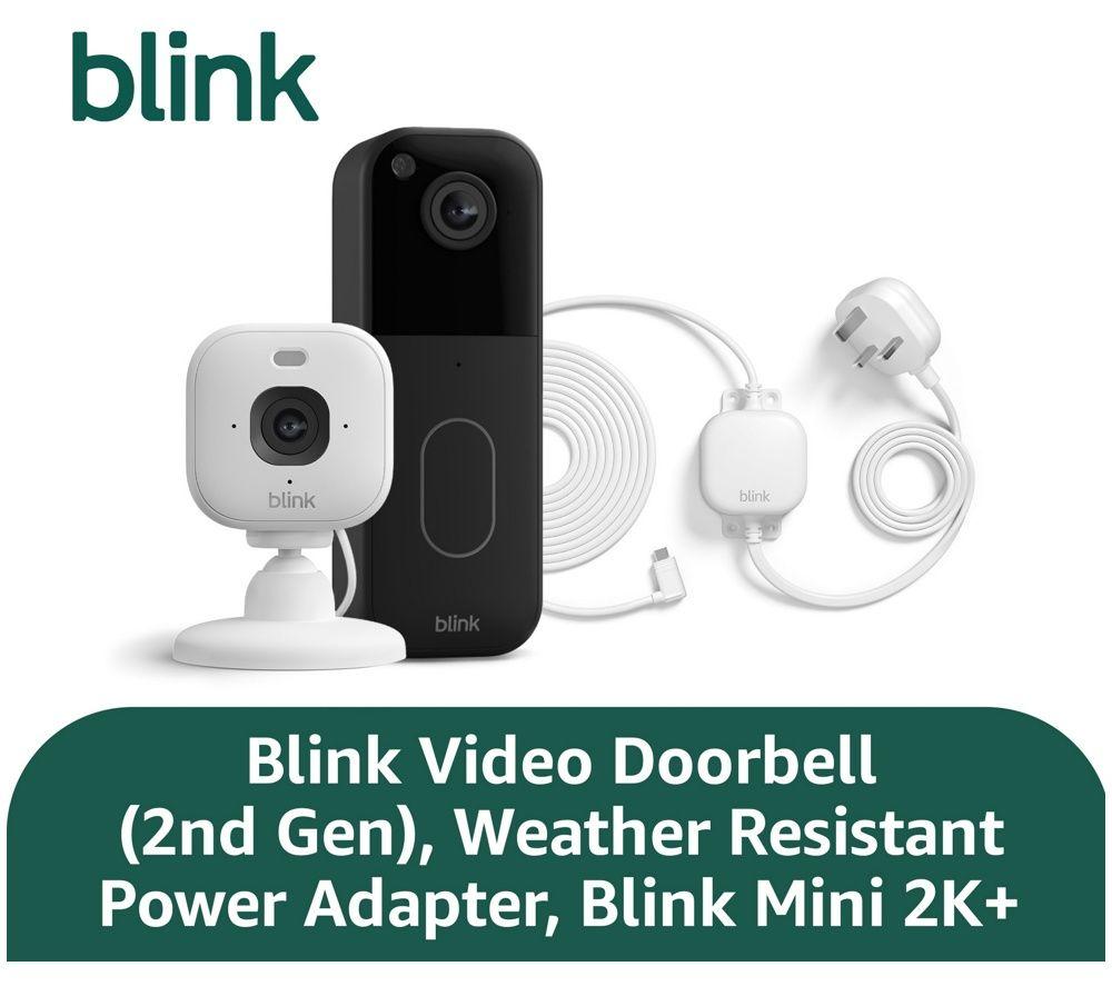 BLINK Home Security Starter Kit Outdoor with Video Doorbell System, Mini 2K+ Security Camera & Weather Resistant Power Adapter Bundle image number 4 of 5