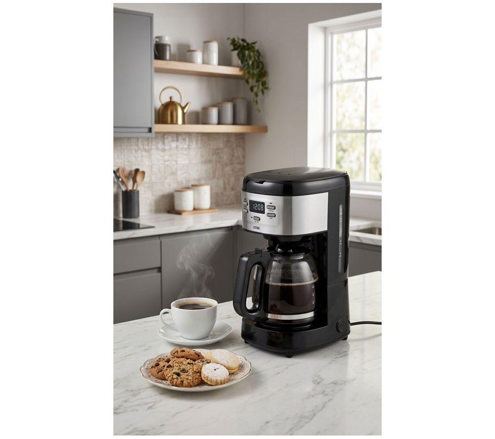 LOGIK L12DCB26 Filter Coffee Machine - Black & Stainless Steel image number 2 of 6