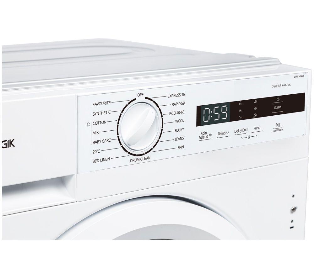 LOGIK Avant 06 LIW814W26 Integrated 8 kg 1400 Spin Washing Machine - White image number 10 of 11