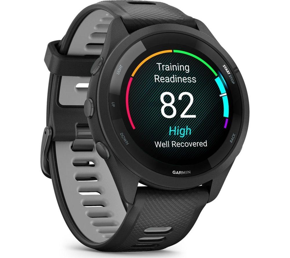 Garmin Forerunner 265 Sports Watch - Powder Grey, 46 Mm, Silver/Grey,Black