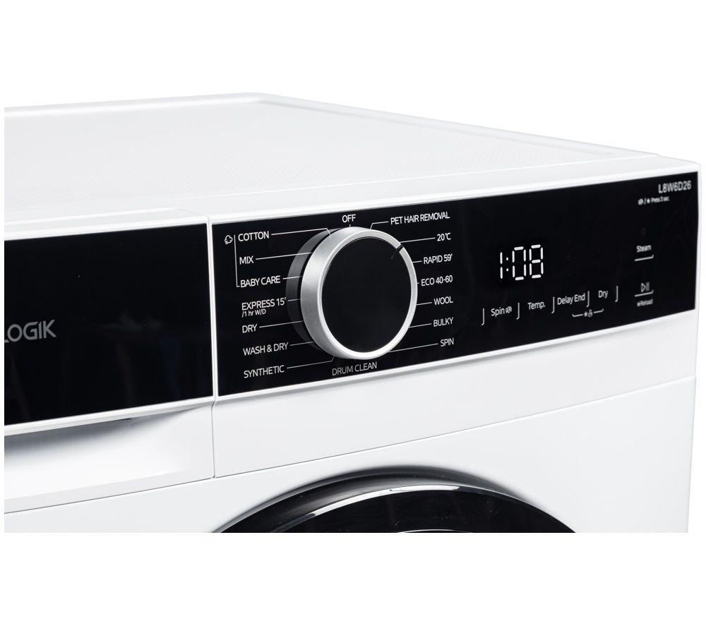 LOGIK L8W6D26 8 Kg Washer Dryer - White image number 3 of 11