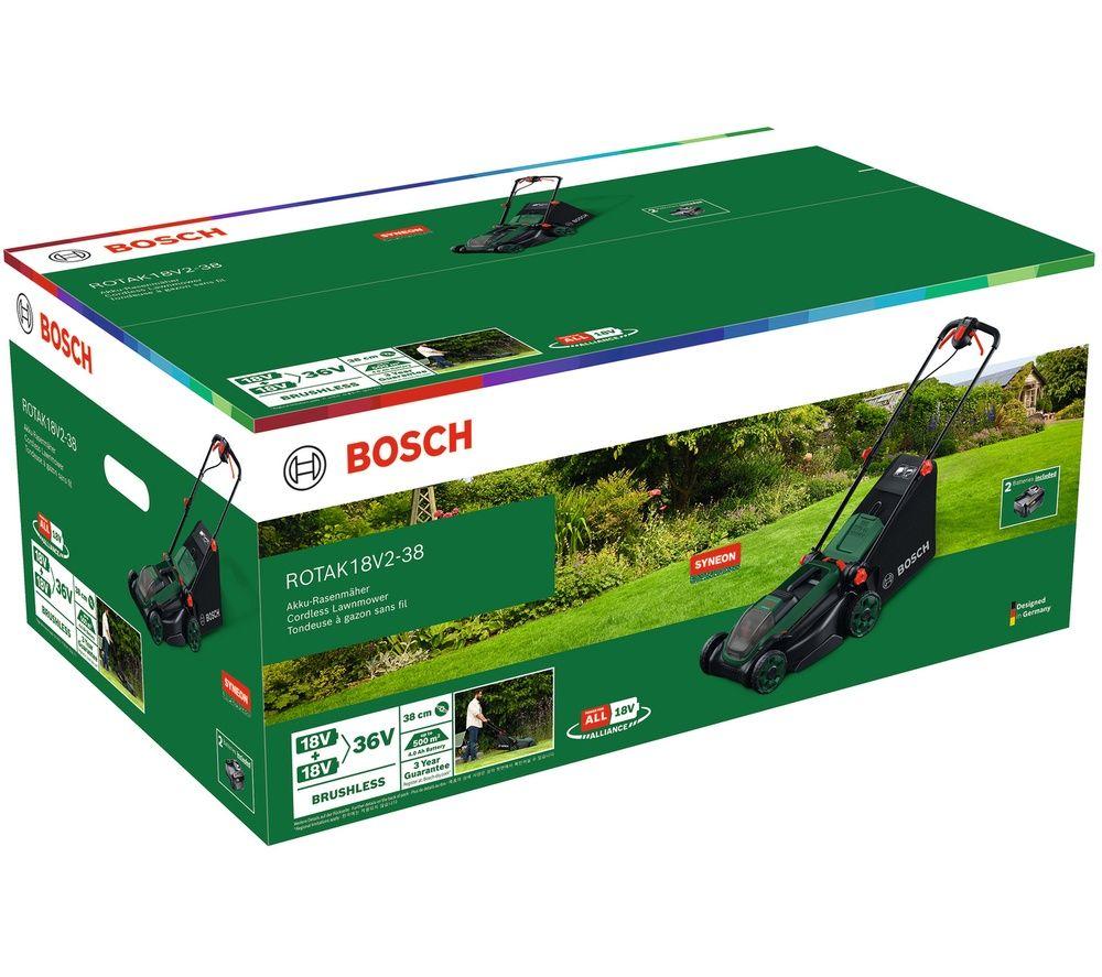 BOSCH Rotak 18V2-38 Cordless Rotary Lawn Mower - Green & Black image number 2 of 10