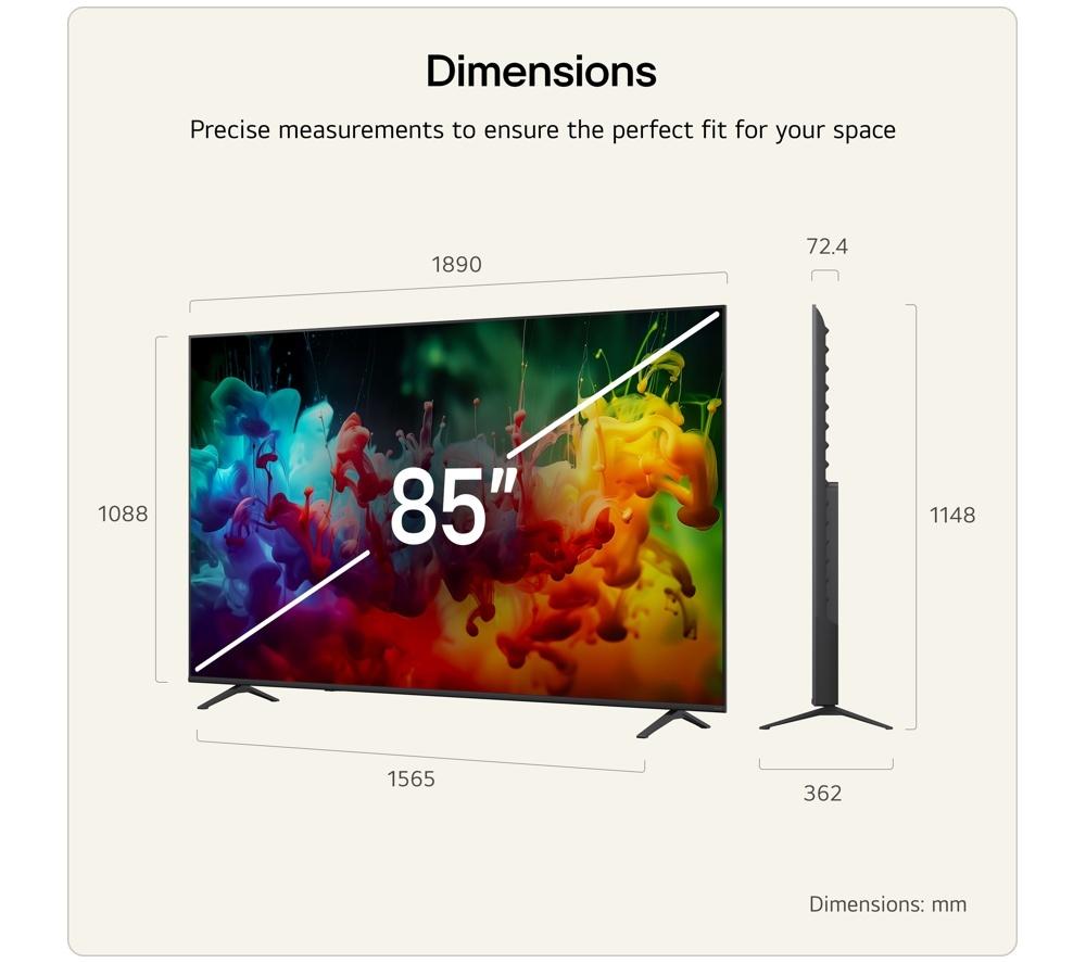 LG QNED72 85" QNED AI 4K HDR Smart TV 2026 - 85QNED72B6A image number 3 of 13