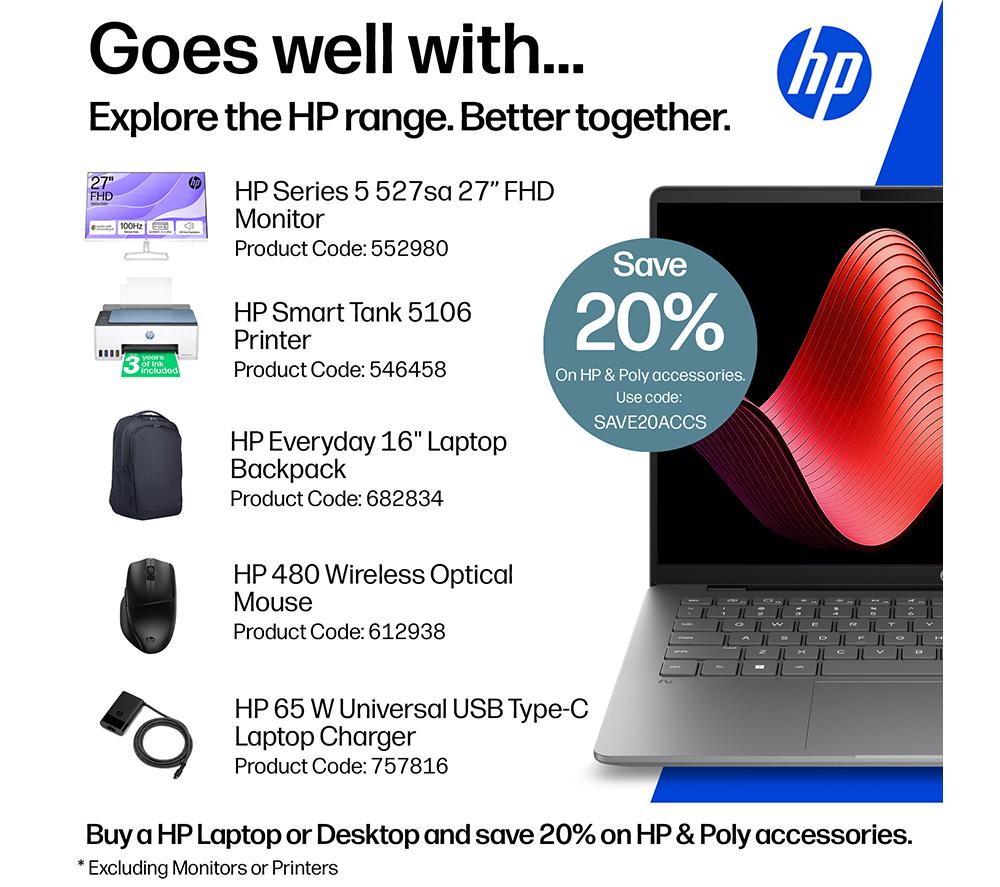 HP OmniBook 5 NGAI 14" Laptop - Intel&reg; Core&trade; Ultra 5, 512 GB SSD, Silver image number 2 of 26