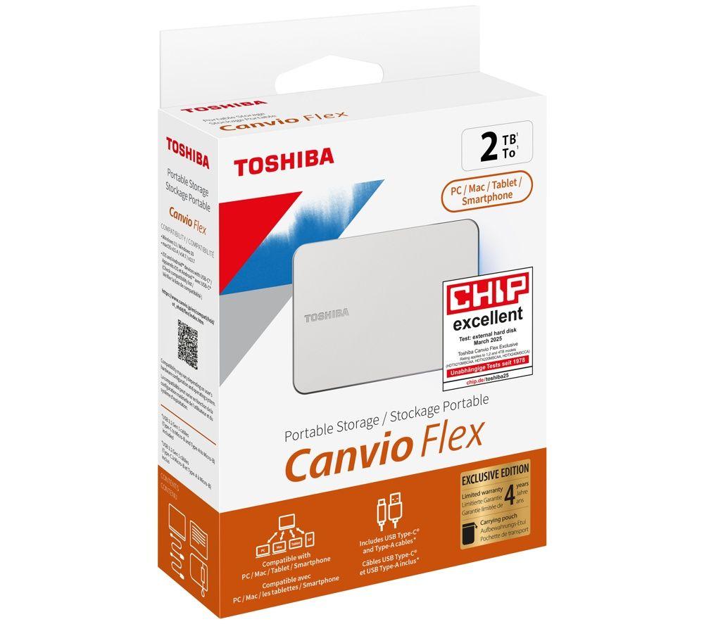 TOSHIBA Canvio Flex Portable Hard drive - 2 TB, Silver image number 4 of 4