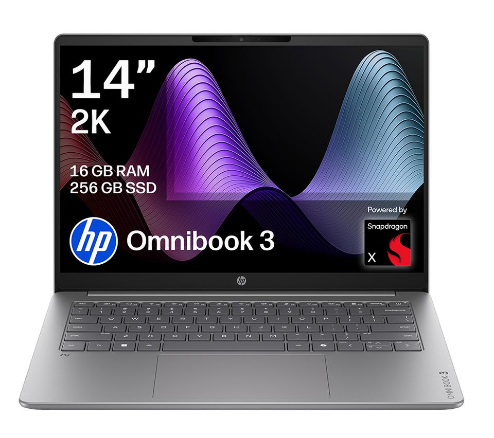 HP OmniBook 3 NGAI 14" Laptop - Snapdragon X, 256 GB SSD, Silver