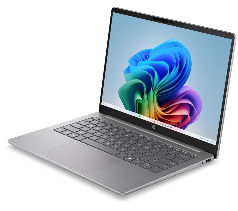 HP OmniBook 3 NGAI 14" Laptop - Snapdragon X, 256 GB SSD, Silver image number 6 of 8