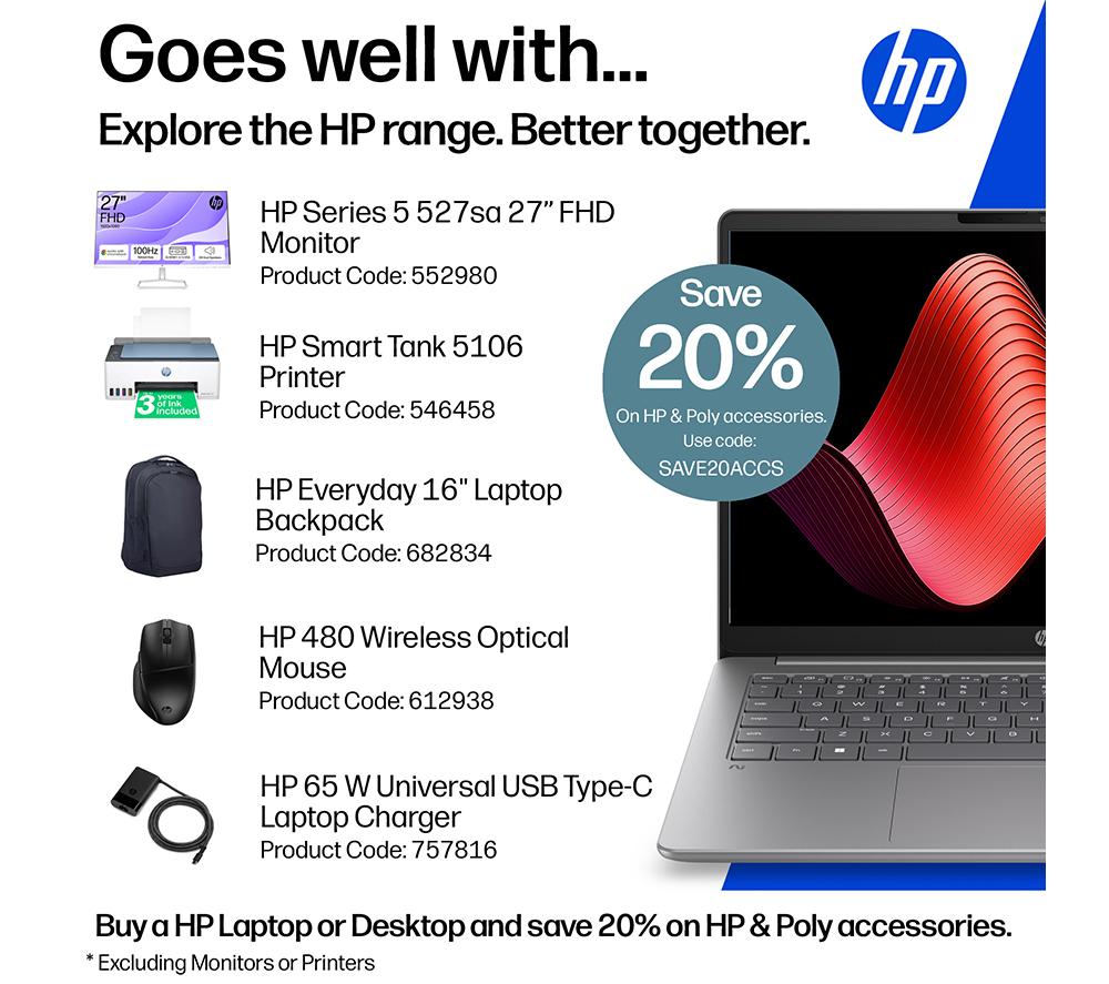 HP OmniBook 3 NGAI 14" Laptop - Snapdragon X, 256 GB SSD, Silver image number 23 of 34