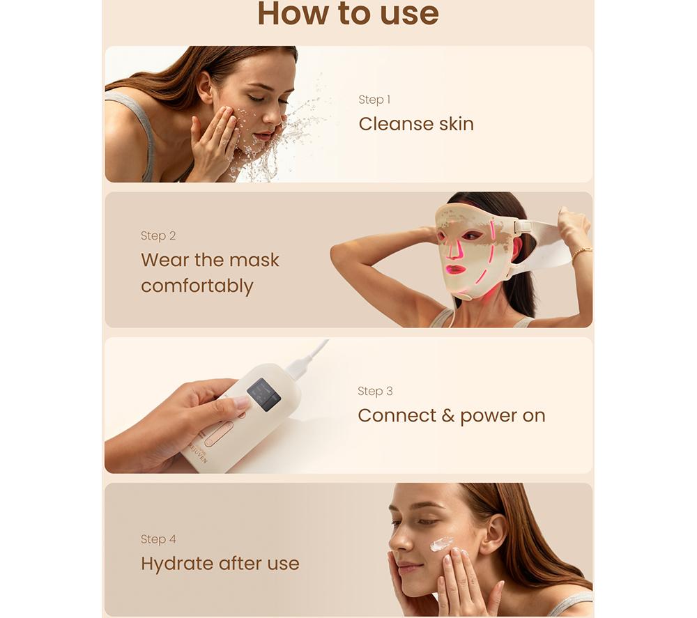 RENPHO Artemis Blush 4-Mode LED Face Mask - White image number 9 of 9