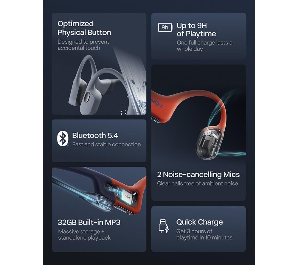 SHOKZ OpenSwim Pro Wireless Bluetooth Headphones - Red image number 7 of 9