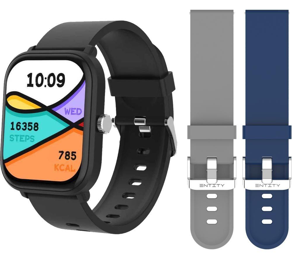 Entity Aero Smart Watch Bundle - Black, 51 Mm, Silver/Grey,Black,Blue