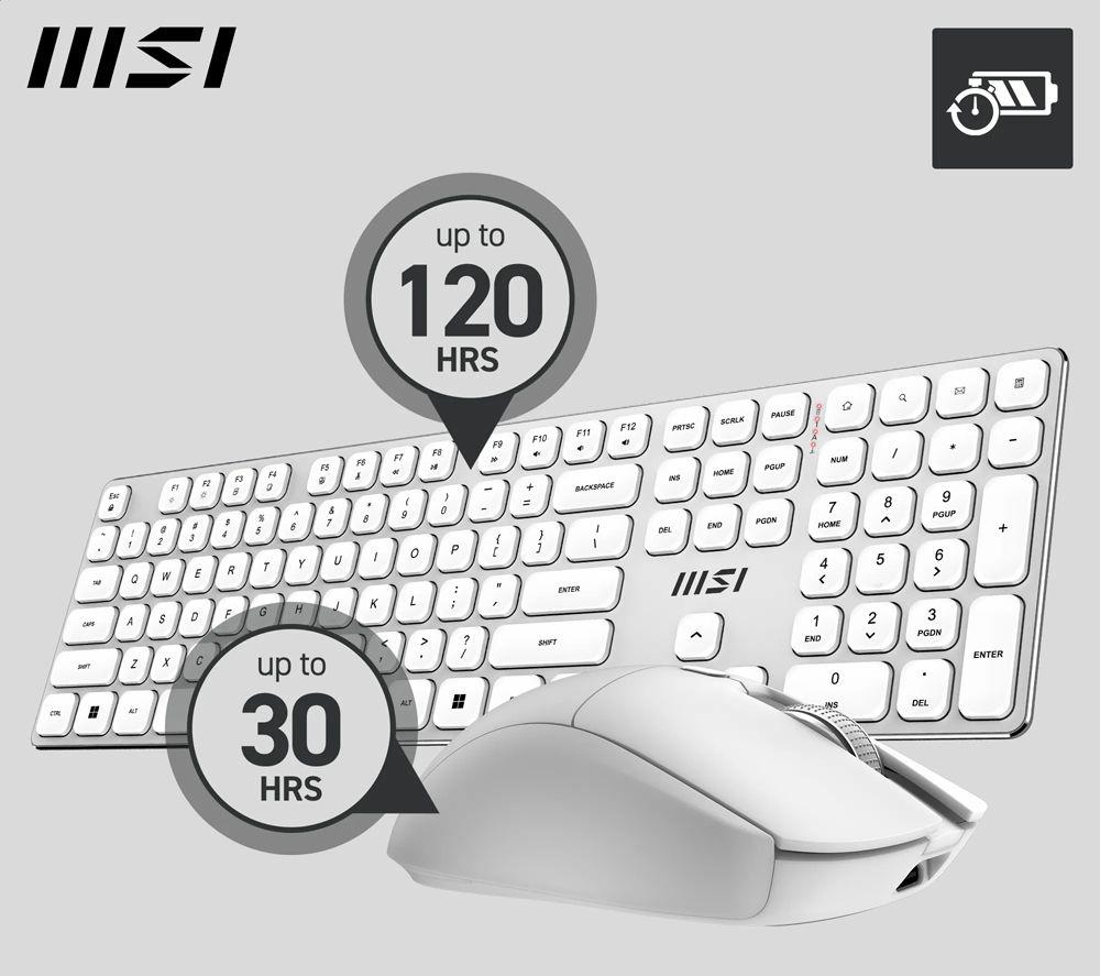 MSI FORGE K210 Wireless Gaming Keyboard & Mouse Set - White image number 16 of 19