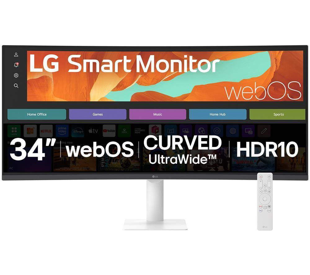Lg 34U601sa-W Quad Hd 34" Curved Led Smart Monitor - White, White