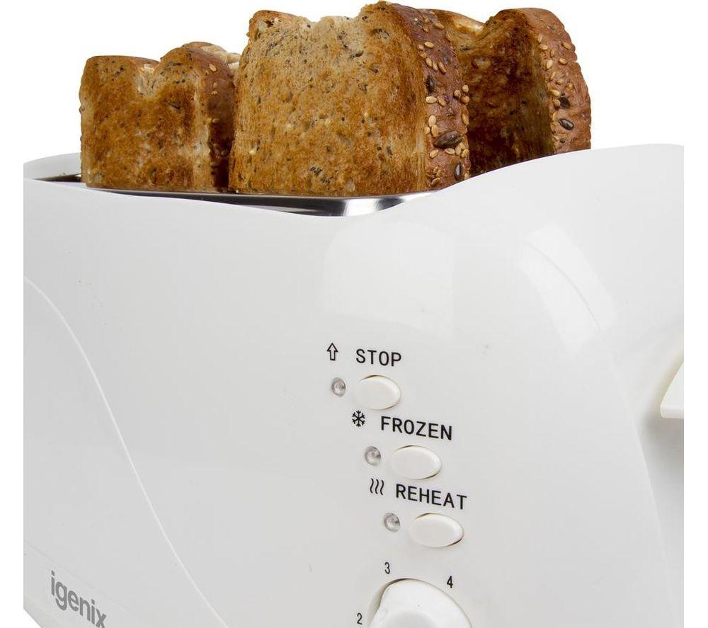 IGENIX IGT0420W Long-Slot 4-Slice Toaster - White image number 3 of 9