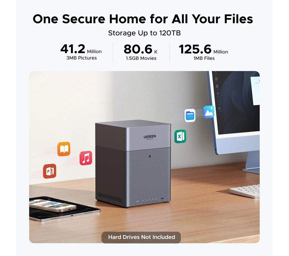 UGREEN NASync DH4300 Plus NAS Enclosure - 4 Bay, Grey image number 2 of 3