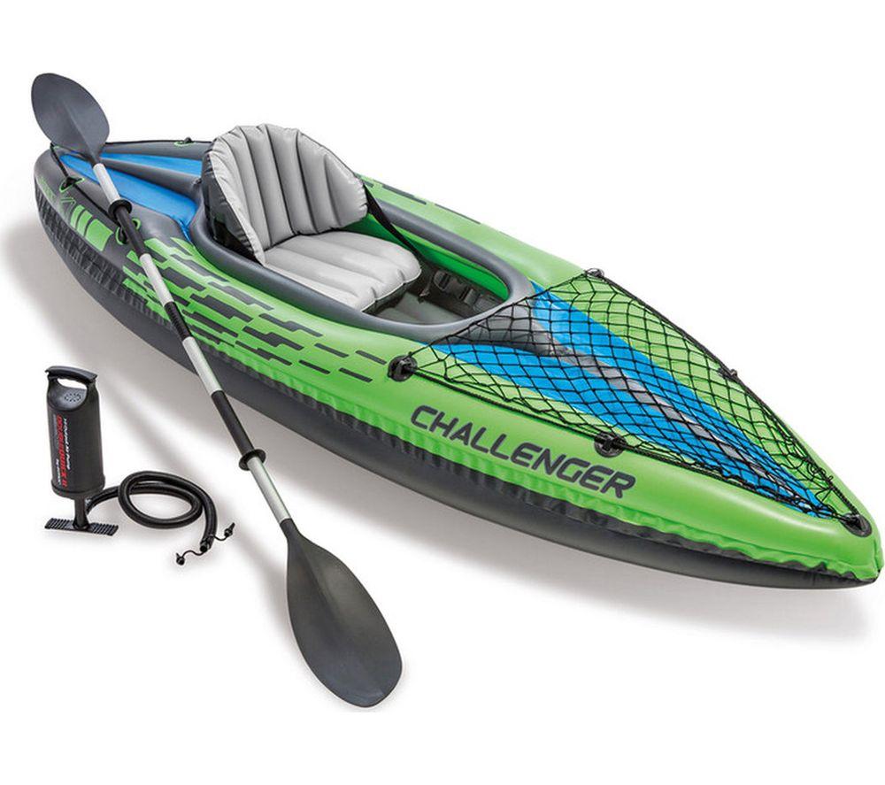 Intex Challenger K1 Inflatable Kayak - Green, Gray & Blue - Image 2
