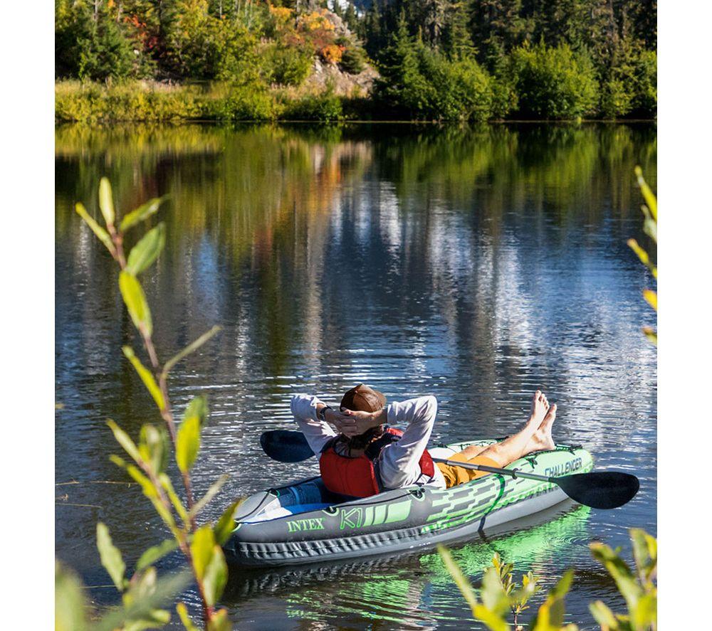 INTEX Challenger K1 Inflatable Kayak - Green, Gray & Blue image number 8 of 9