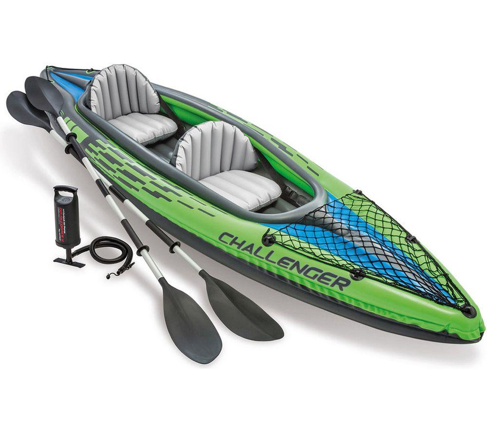 INTEX Challenger K2 Inflatable Kayak - Green, Gray & Blue