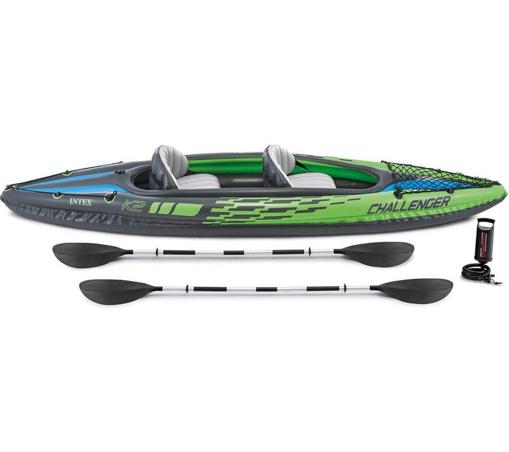 INTEX Challenger K2 Inflatable Kayak - Green, Gray & Blue image number 2 of 8