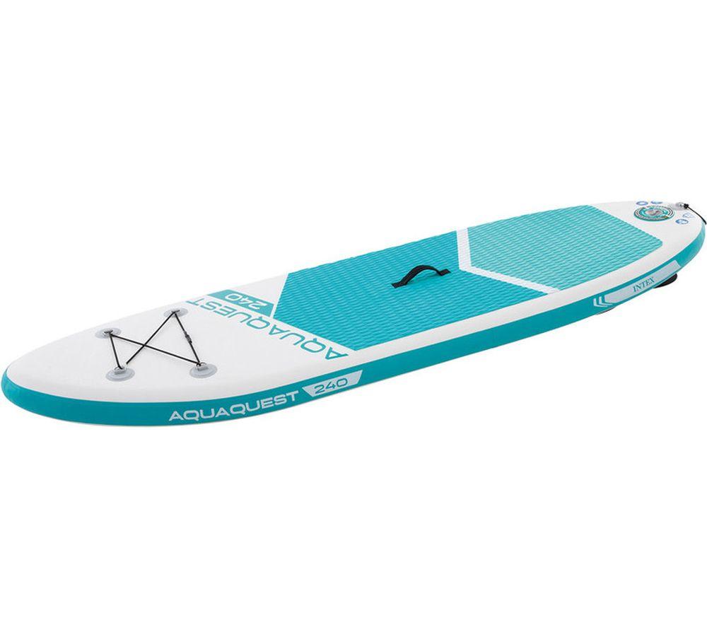 INTEX AquaQuest 240 Inflatable Paddle Board Package - White & Blue