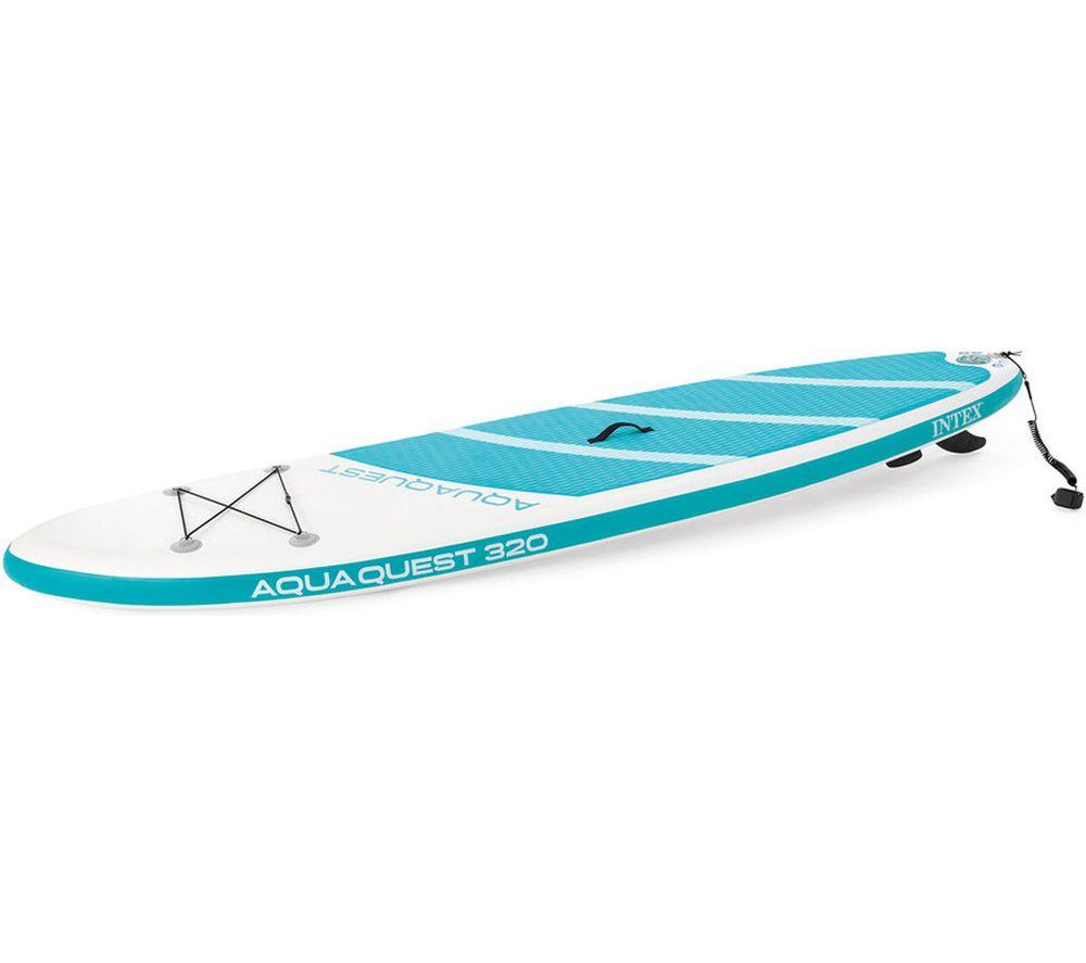 INTEX AquaQuest 320 Inflatable Paddle Board Package - White & Blue